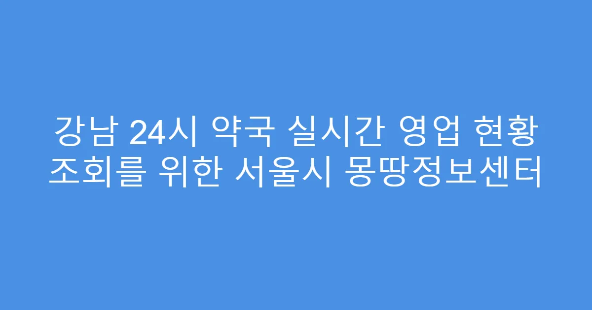강남 24시 약국 실시간 영업 현황 조회를 위한 서울시 몽땅정보센터