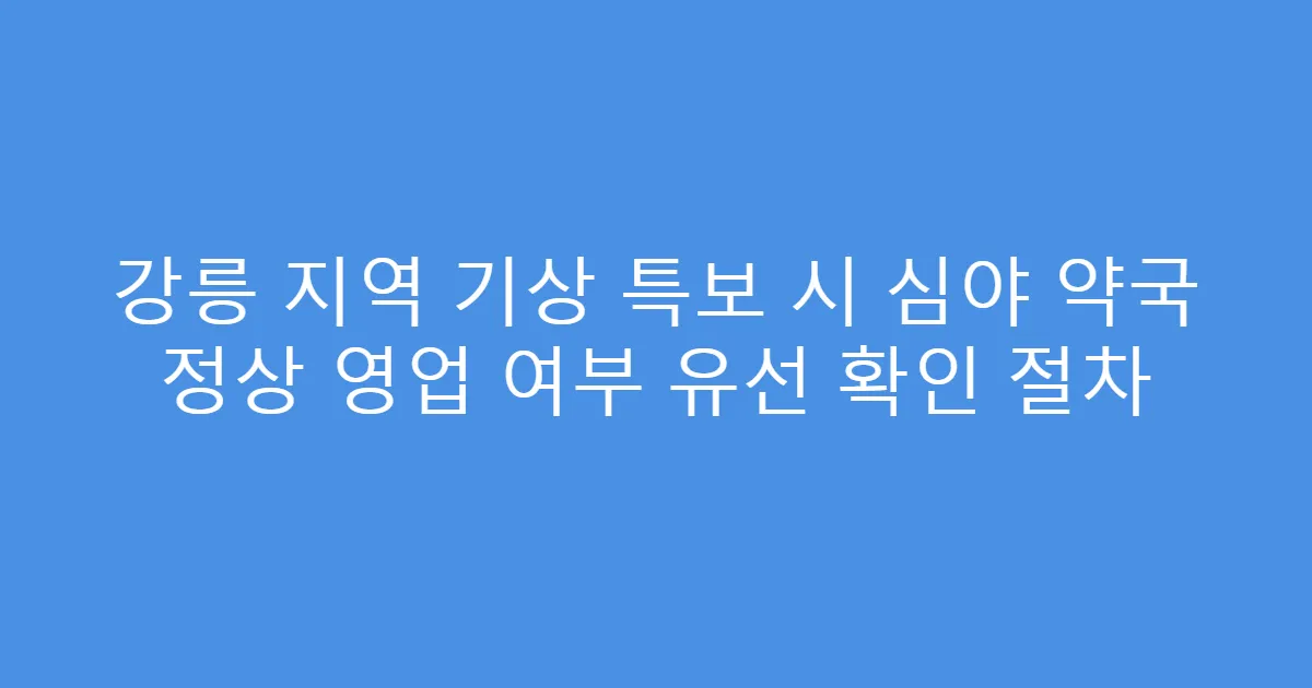 강릉 지역 기상 특보 시 심야 약국 정상 영업 여부 유선 확인 절차
