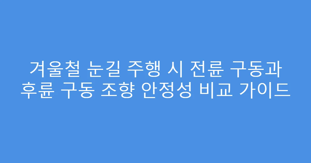 겨울철 눈길 주행 시 전륜 구동과 후륜 구동 조향 안정성 비교 가이드