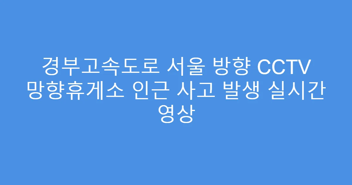 경부고속도로 서울 방향 CCTV 망향휴게소 인근 사고 발생 실시간 영상