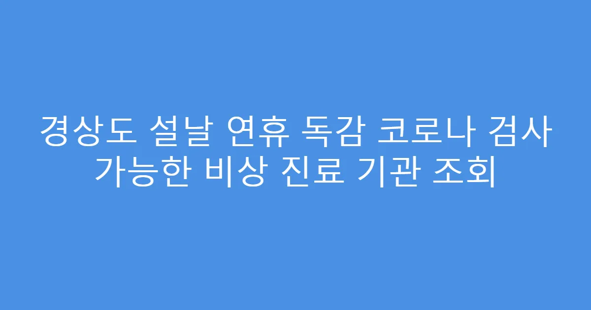 경상도 설날 연휴 독감 코로나 검사 가능한 비상 진료 기관 조회