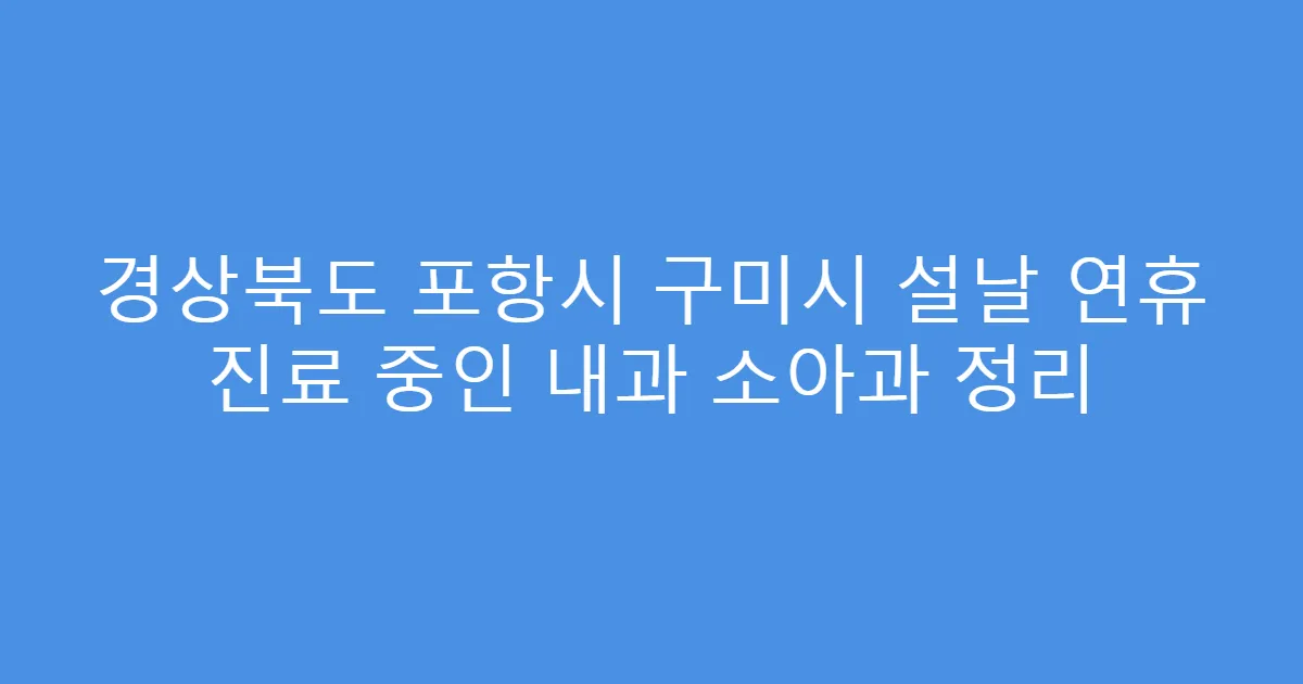 경상북도 포항시 구미시 설날 연휴 진료 중인 내과 소아과 정리
