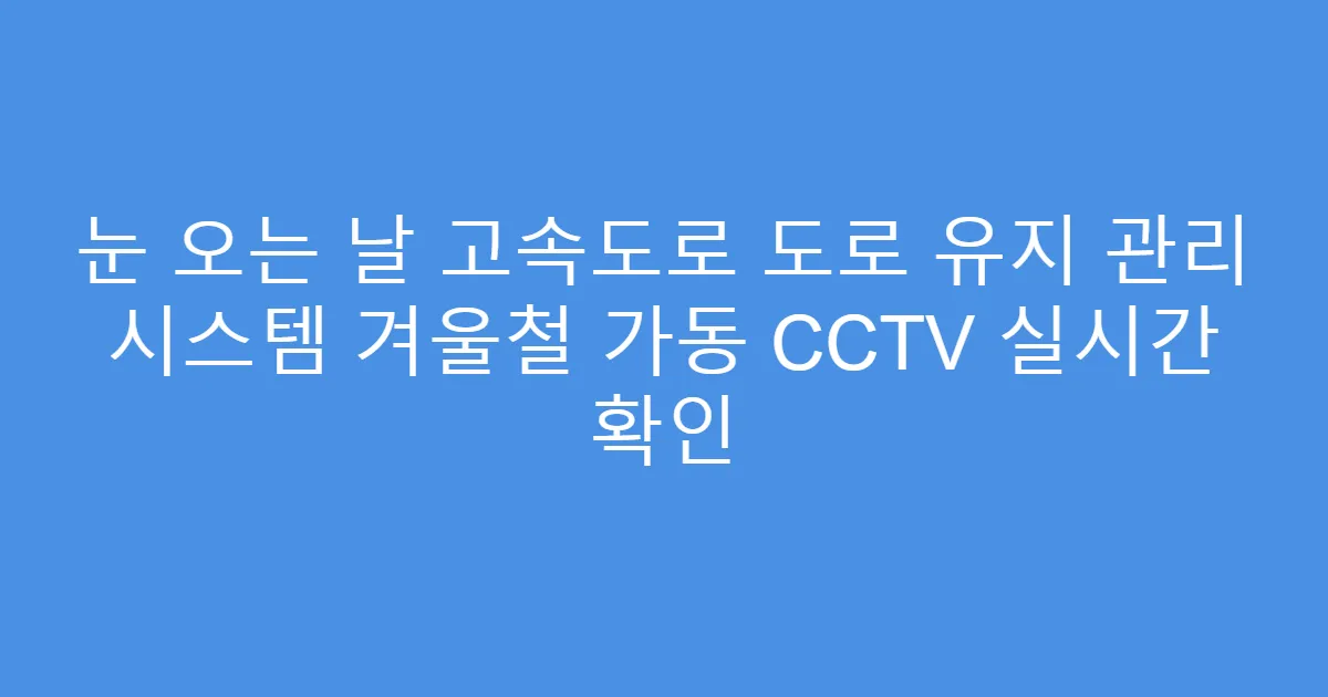 눈 오는 날 고속도로 도로 유지 관리 시스템 겨울철 가동 CCTV 실시간 확인