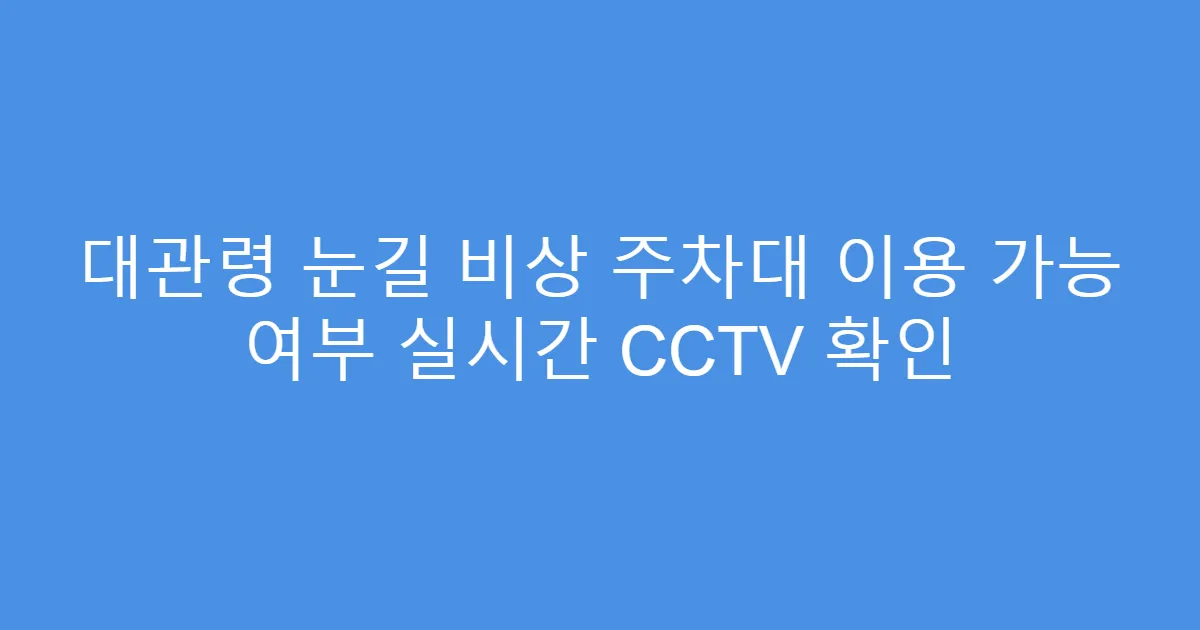 대관령 눈길 비상 주차대 이용 가능 여부 실시간 CCTV 확인