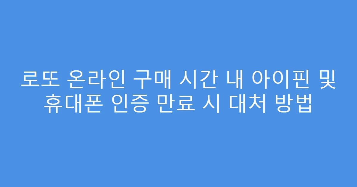 로또 온라인 구매 시간 내 아이핀 및 휴대폰 인증 만료 시 대처 방법