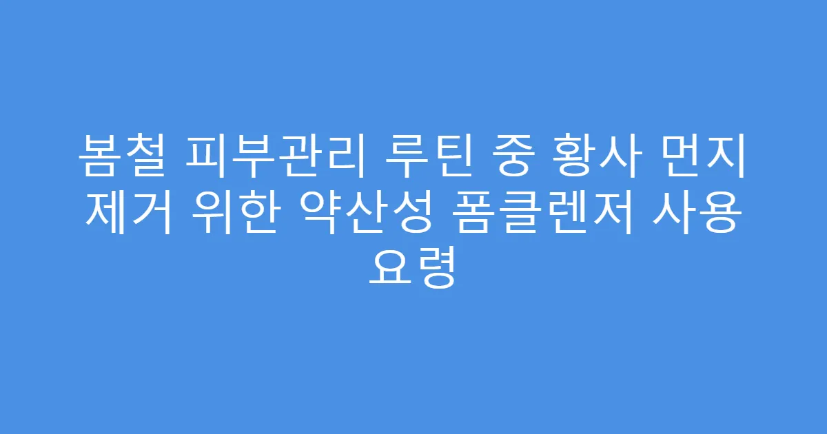 봄철 피부관리 루틴 중 황사 먼지 제거 위한 약산성 폼클렌저 사용 요령