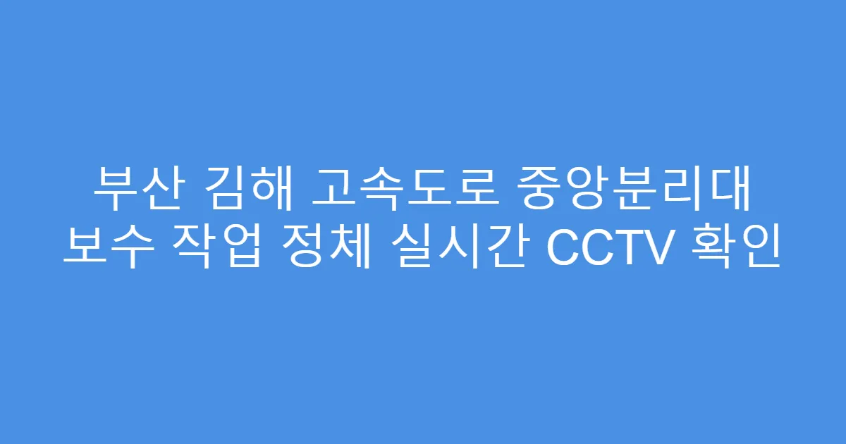 부산 김해 고속도로 중앙분리대 보수 작업 정체 실시간 CCTV 확인