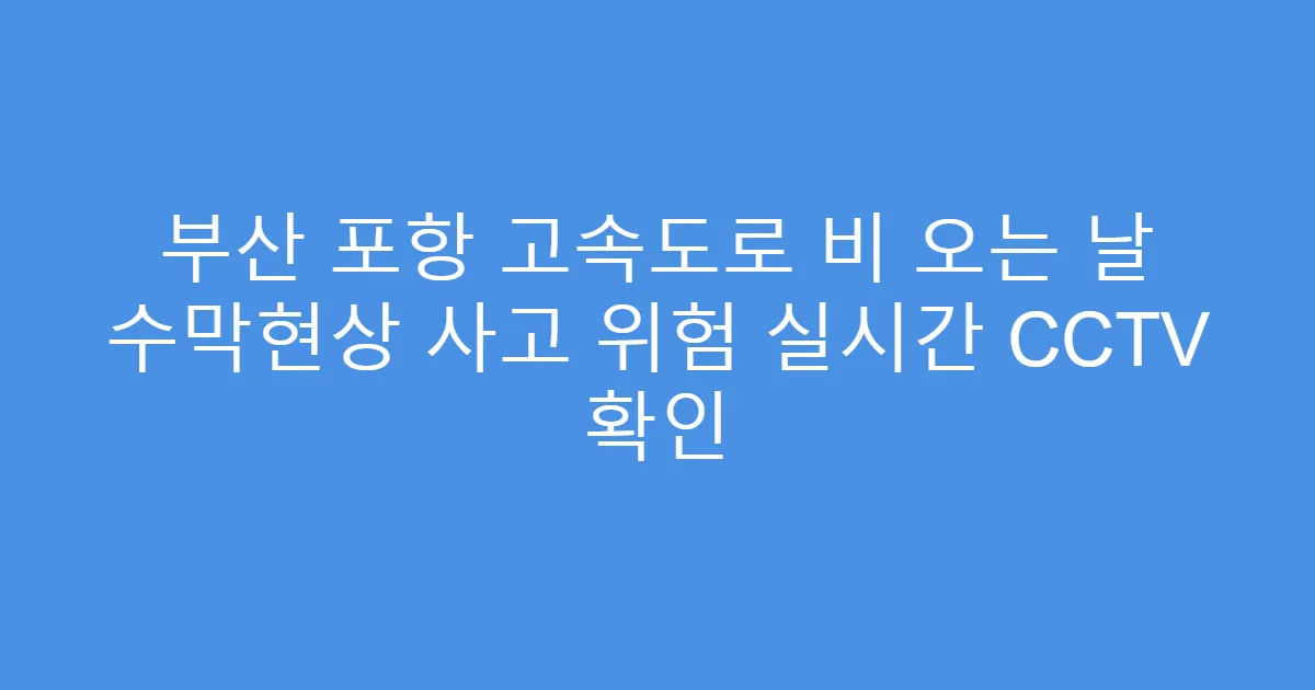 부산 포항 고속도로 비 오는 날 수막현상 사고 위험 실시간 CCTV 확인
