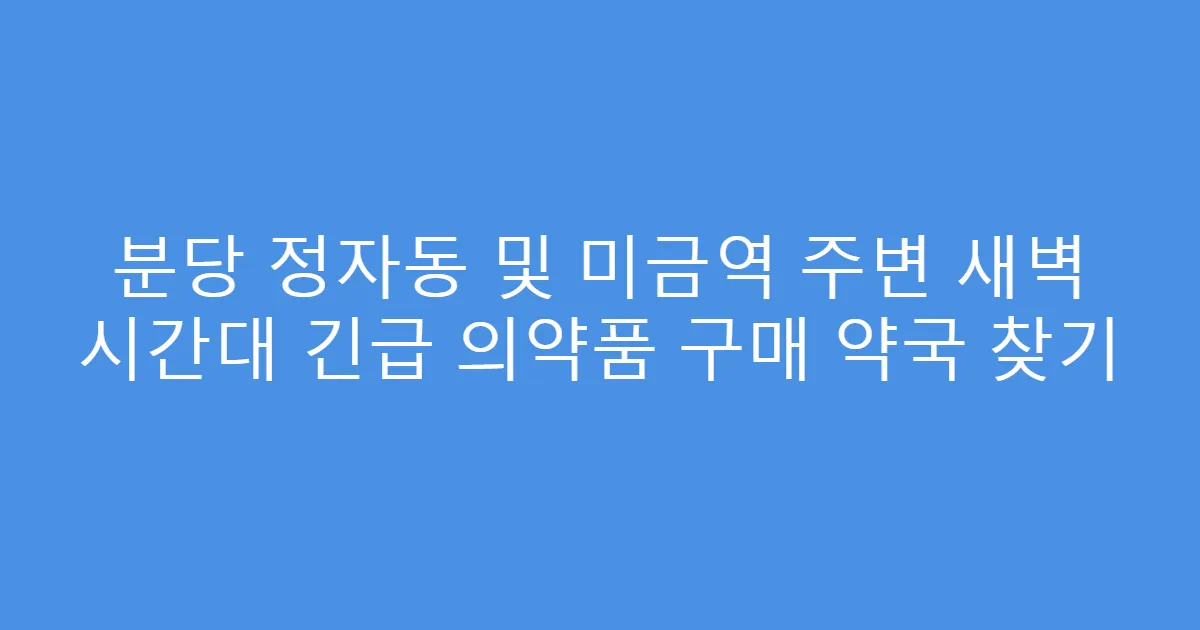 분당 정자동 및 미금역 주변 새벽 시간대 긴급 의약품 구매 약국 찾기