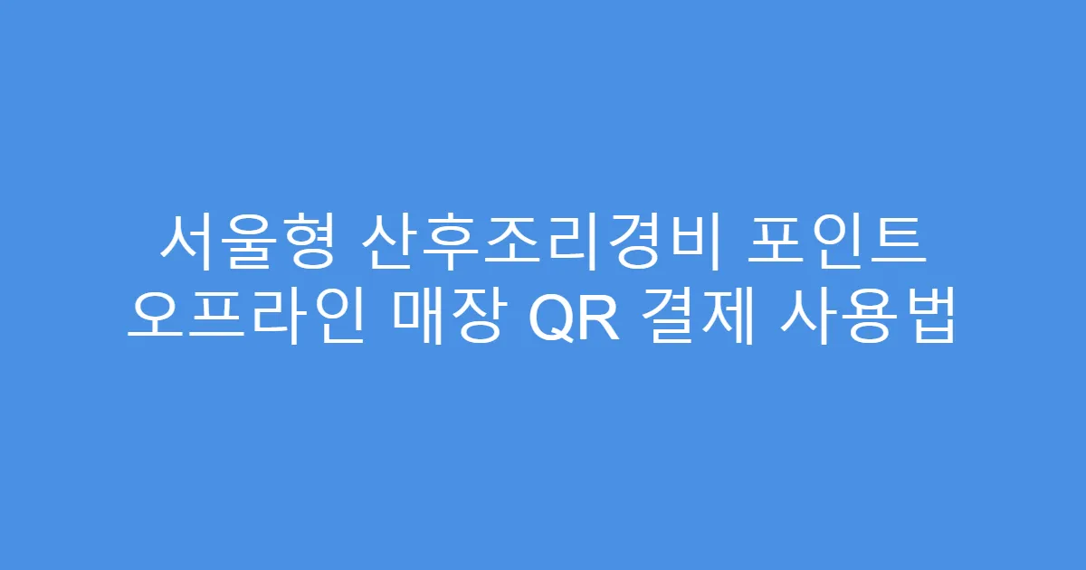 서울형 산후조리경비 포인트 오프라인 매장 QR 결제 사용법