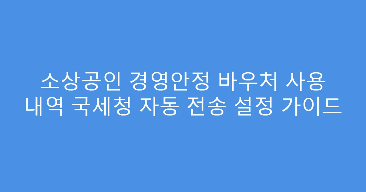 소상공인 경영안정 바우처 사용 내역 국세청 자동 전송 설정 가이드