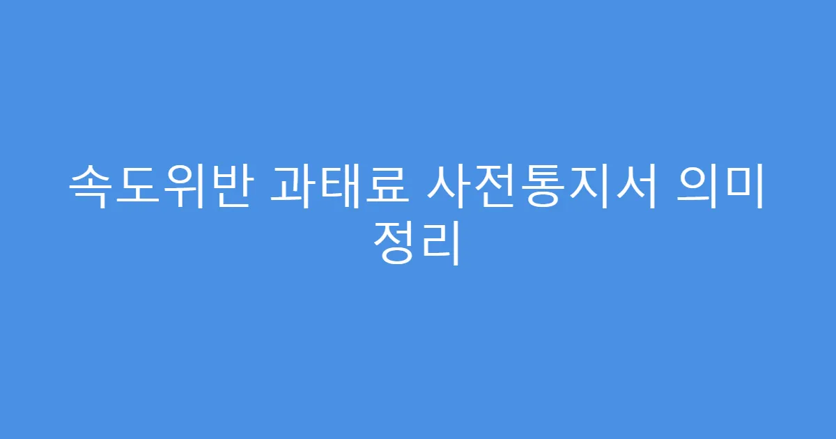 속도위반 과태료 사전통지서 의미 정리