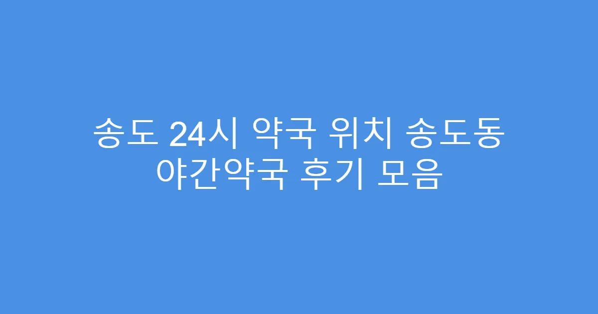 송도 24시 약국 위치 송도동 야간약국 후기 모음