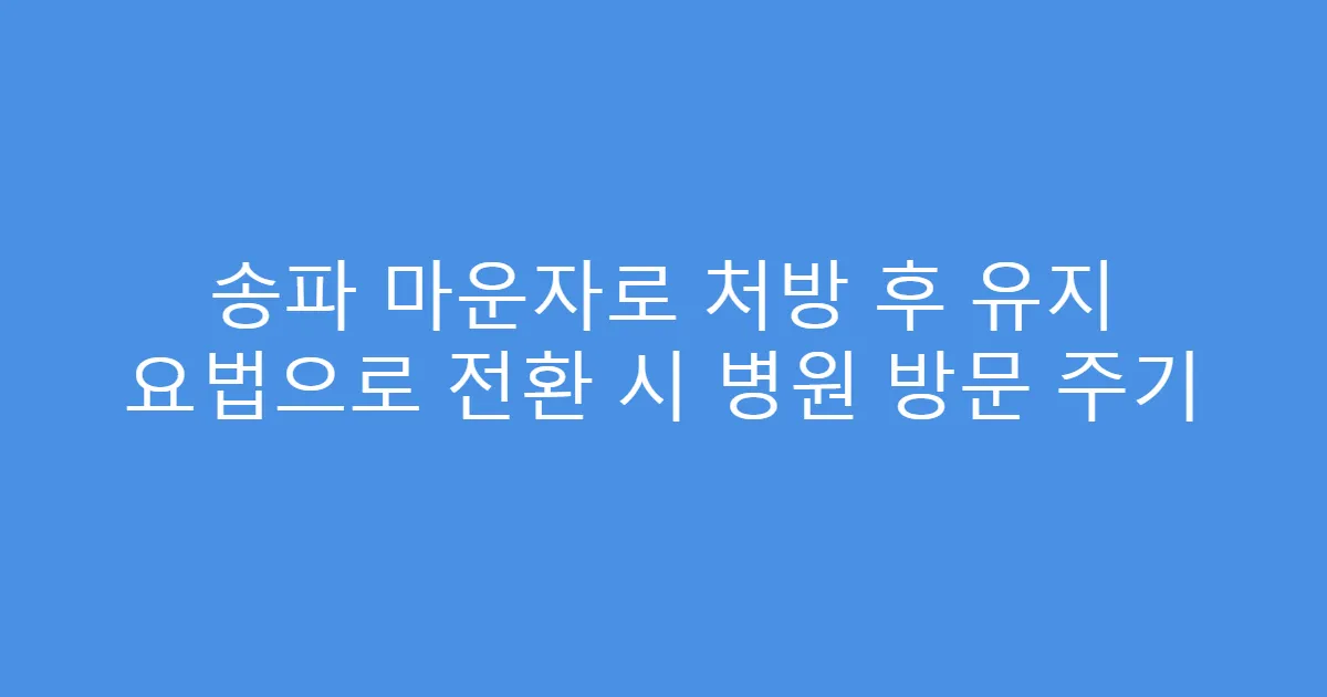 송파 마운자로 처방 후 유지 요법으로 전환 시 병원 방문 주기