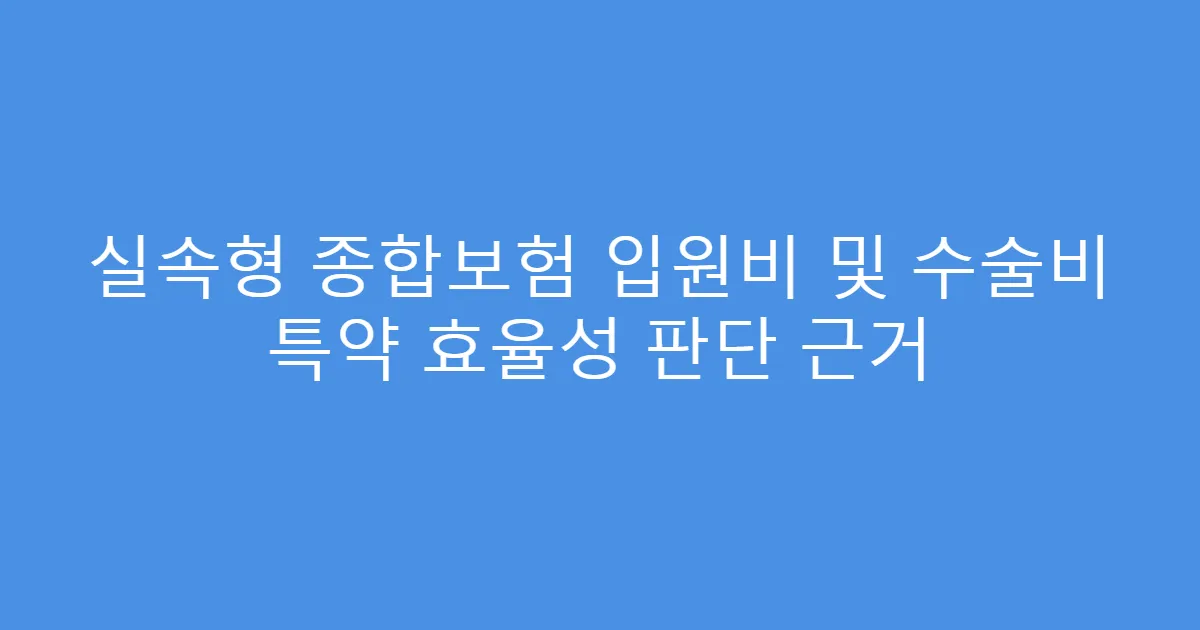 실속형 종합보험 입원비 및 수술비 특약 효율성 판단 근거