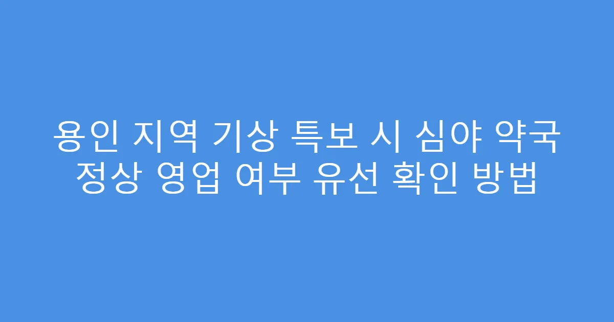 용인 지역 기상 특보 시 심야 약국 정상 영업 여부 유선 확인 방법