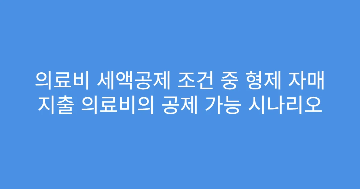 의료비 세액공제 조건 중 형제 자매 지출 의료비의 공제 가능 시나리오