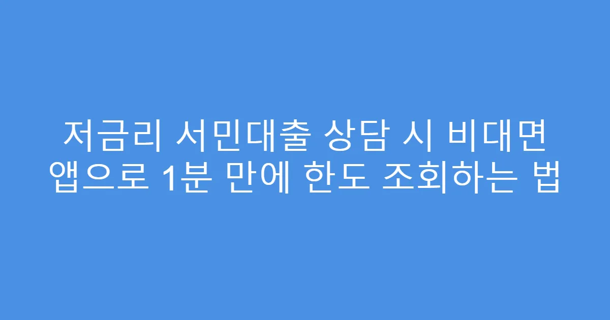 저금리 서민대출 상담 시 비대면 앱으로 1분 만에 한도 조회하는 법