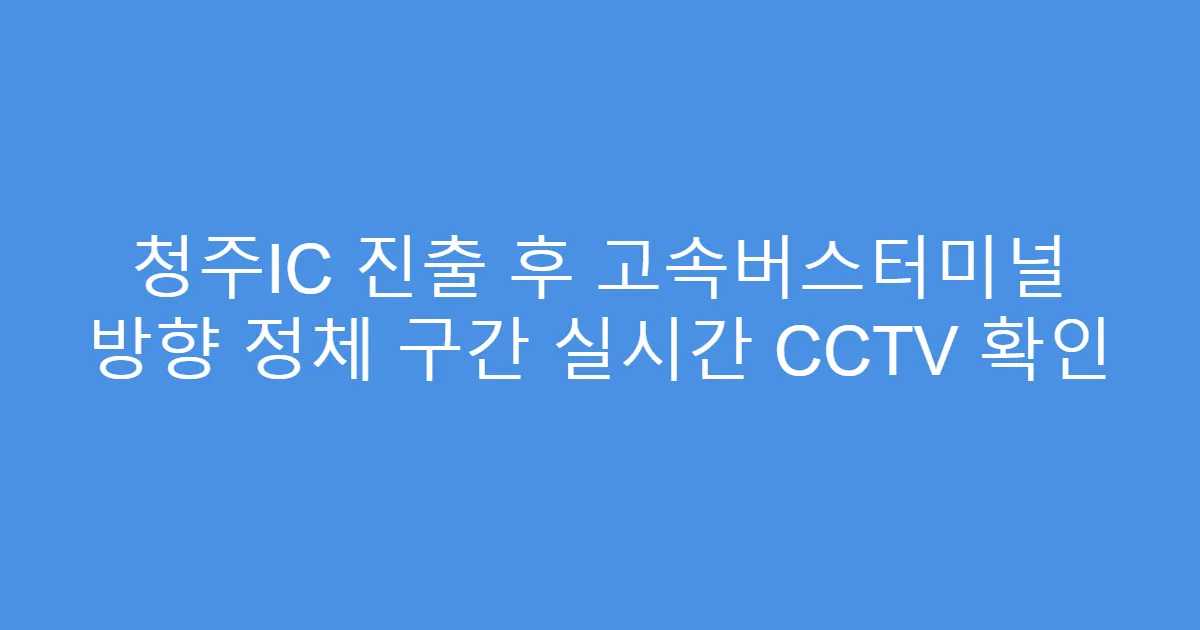 청주IC 진출 후 고속버스터미널 방향 정체 구간 실시간 CCTV 확인