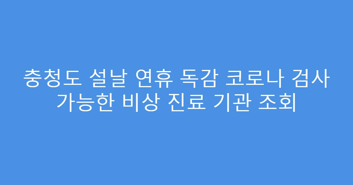 충청도 설날 연휴 독감 코로나 검사 가능한 비상 진료 기관 조회