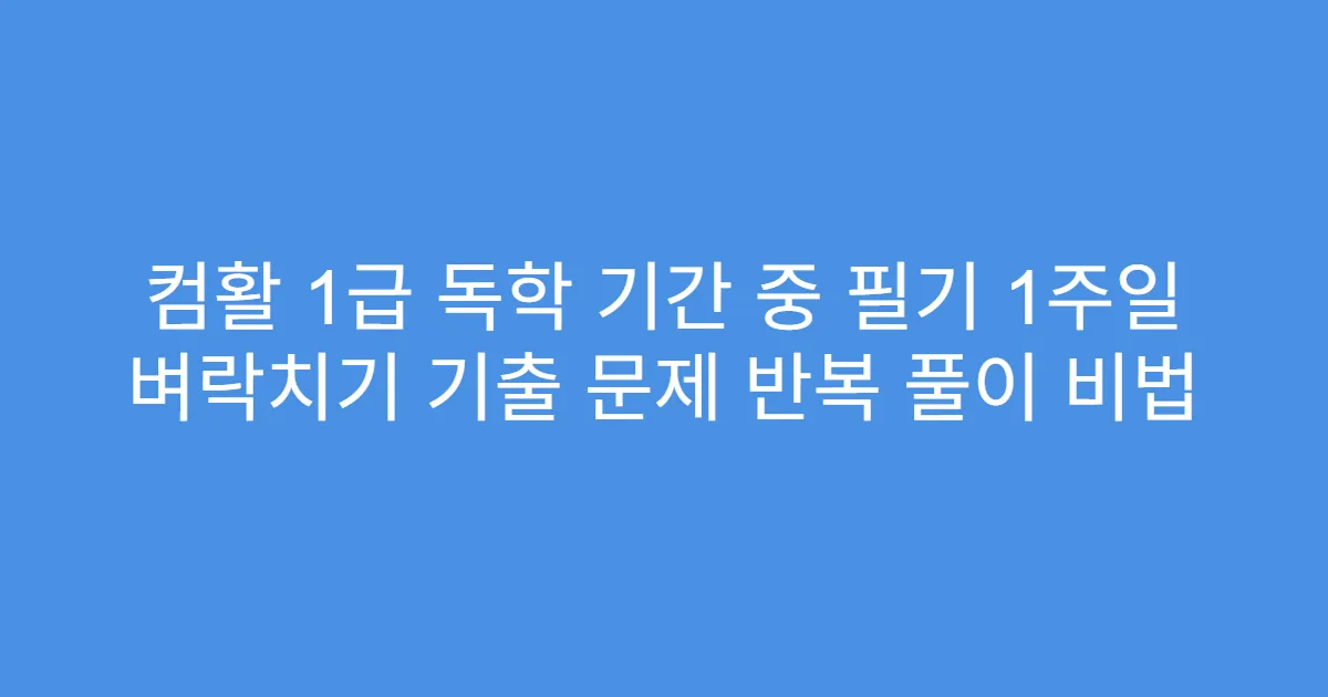 컴활 1급 독학 기간 중 필기 1주일 벼락치기 기출 문제 반복 풀이 비법