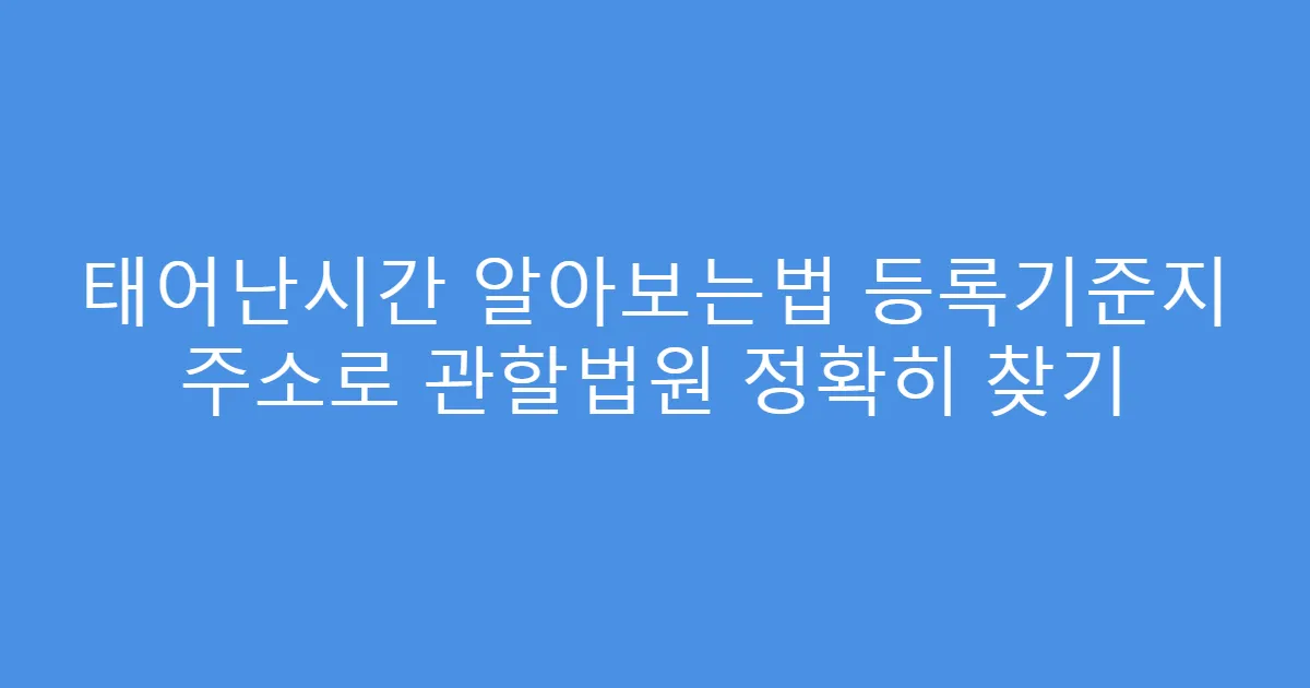 태어난시간 알아보는법 등록기준지 주소로 관할법원 정확히 찾기