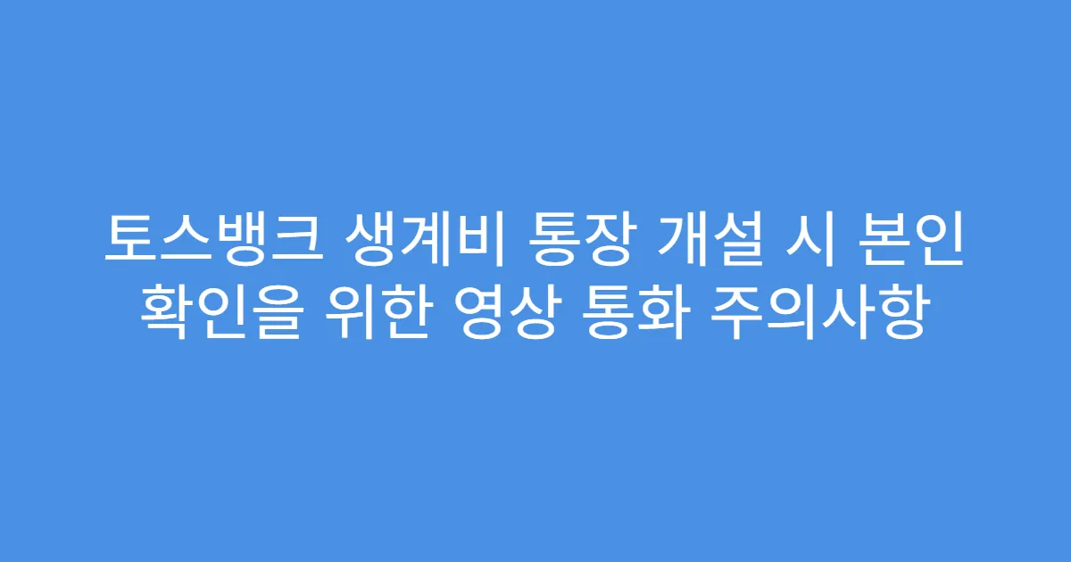 토스뱅크 생계비 통장 개설 시 본인 확인을 위한 영상 통화 주의사항