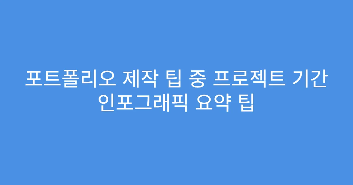 포트폴리오 제작 팁 중 프로젝트 기간 인포그래픽 요약 팁