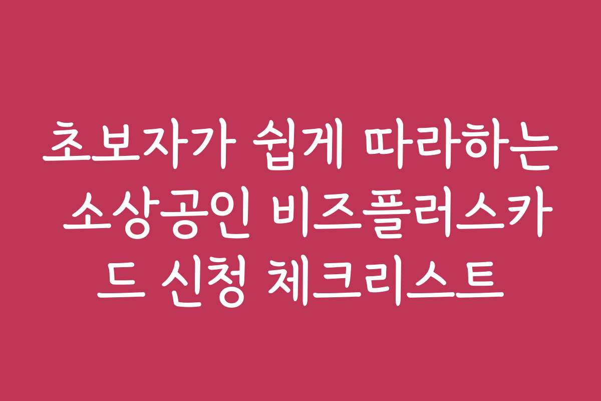 초보자가 쉽게 따라하는 소상공인 비즈플러스카드 신청 체크리스트