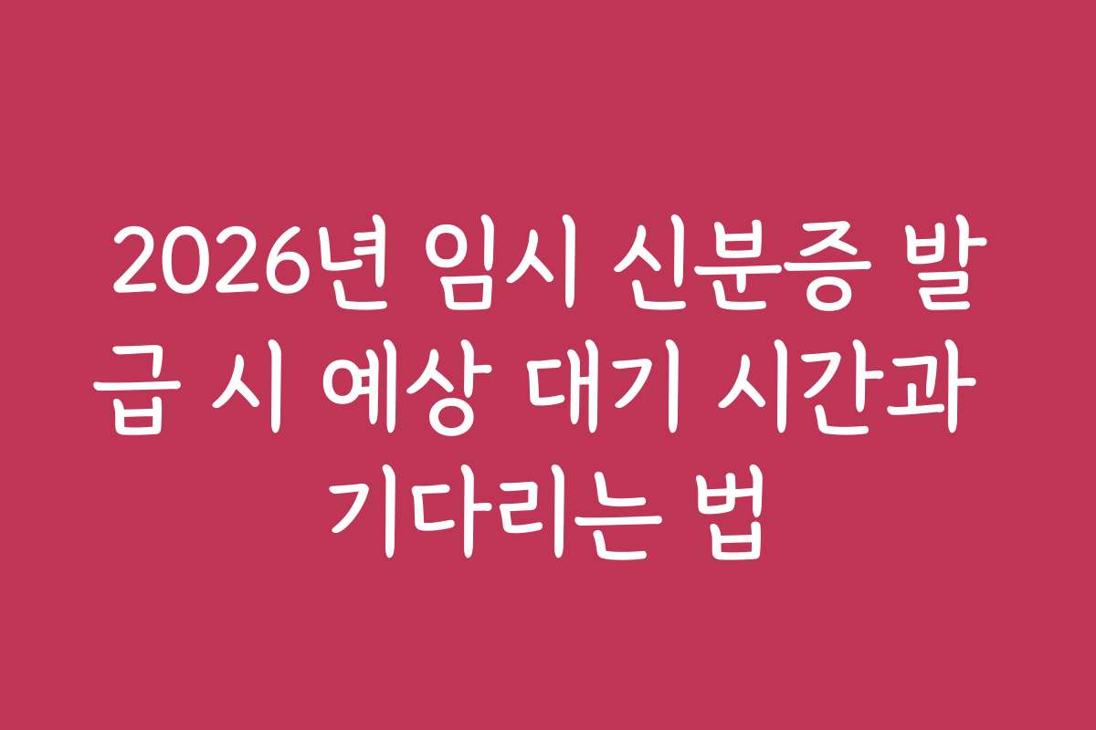 2026년 임시 신분증 발급 시 예상 대기 시간과 기다리는 법