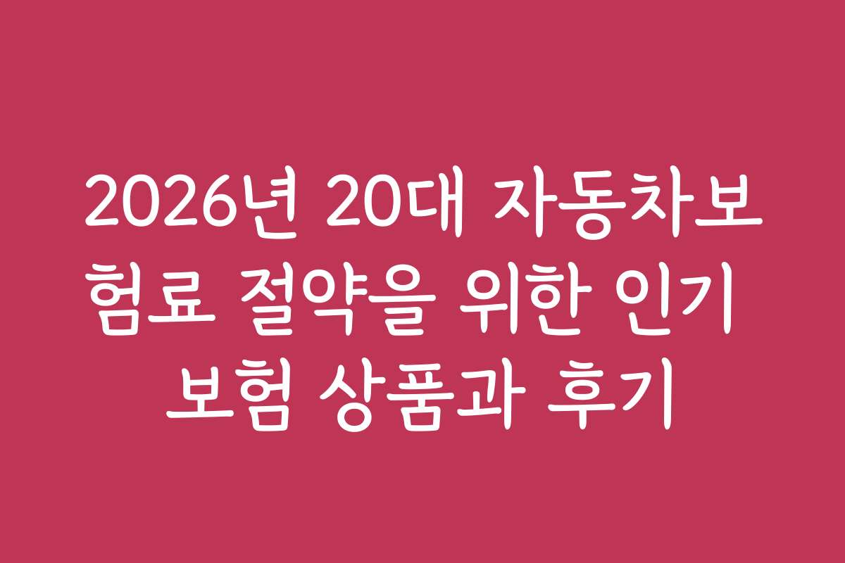 2026년 20대 자동차보험료 절약을 위한 인기 보험 상품과 후기