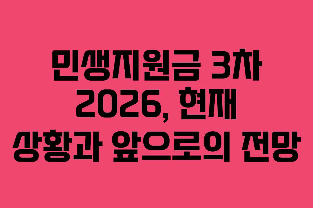민생지원금 3차 2026, 현재 상황과 앞으로의 전망