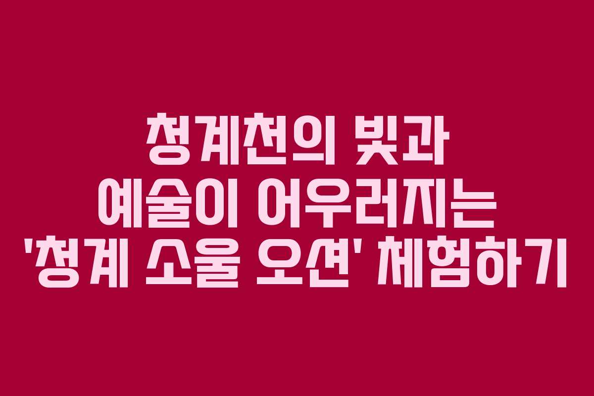 청계천의 빛과 예술이 어우러지는 ‘청계 소울 오션’ 체험하기