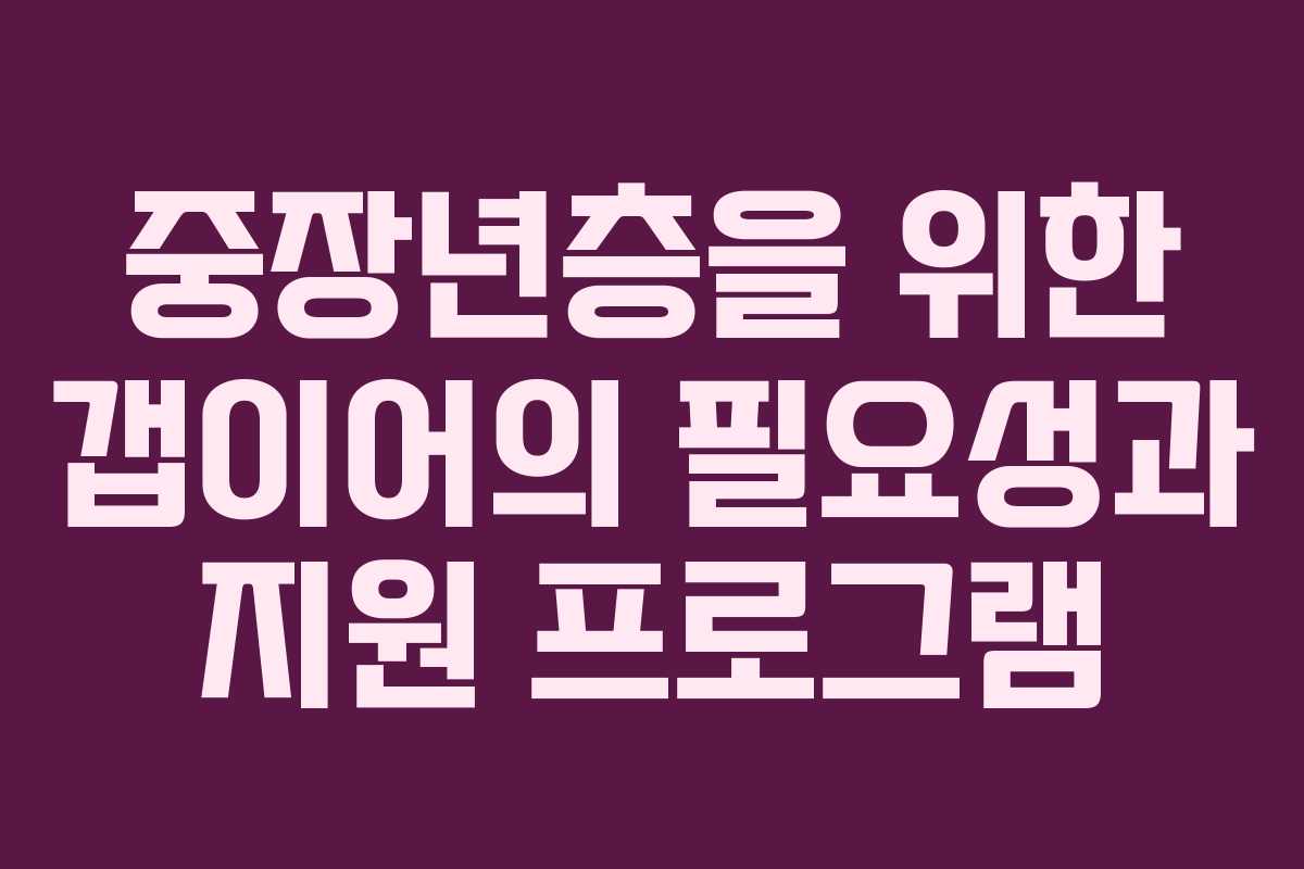 중장년층을 위한 갭이어의 필요성과 지원 프로그램