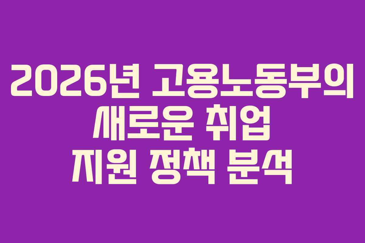 2026년 고용노동부의 새로운 취업 지원 정책 분석