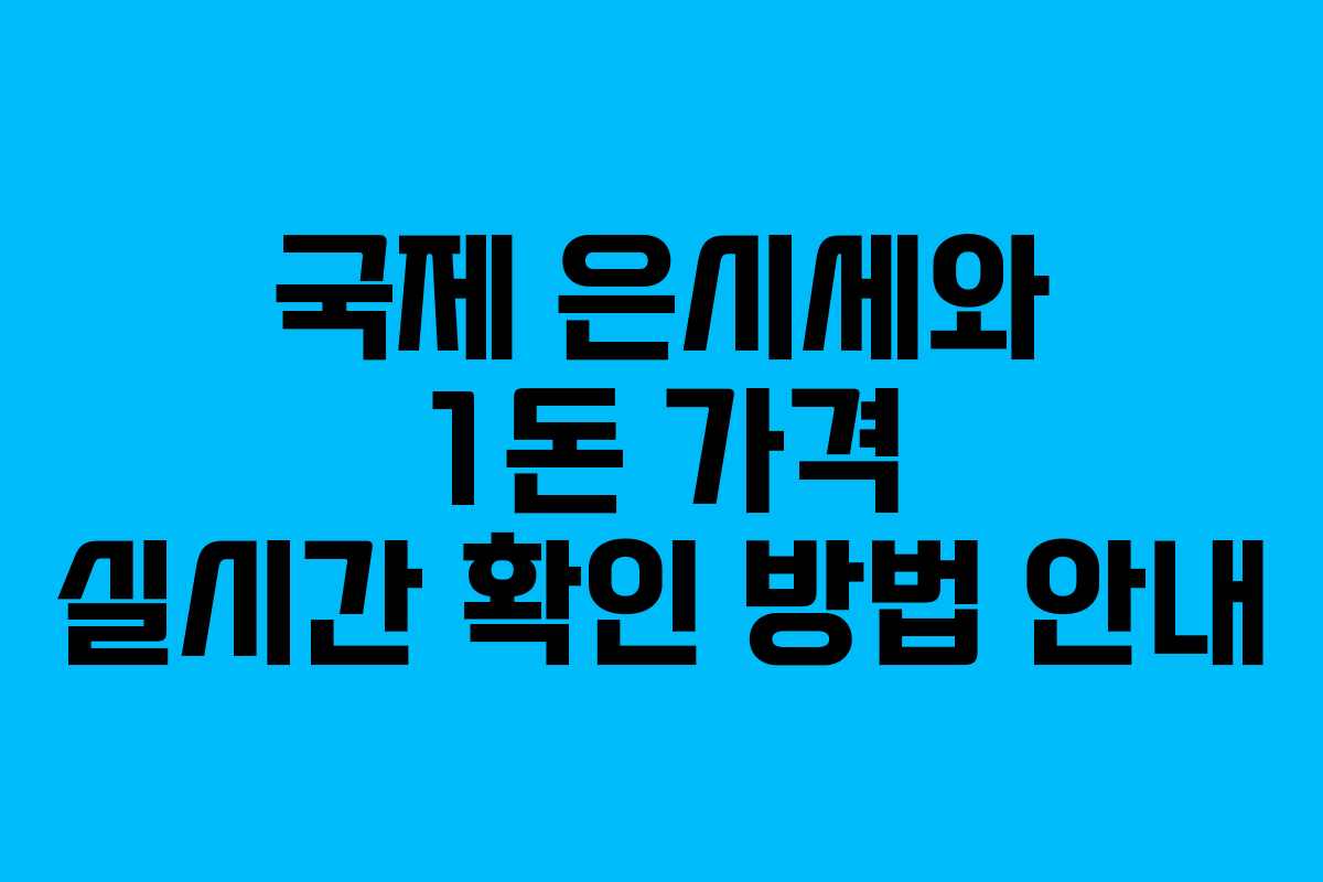 국제 은시세와 1돈 가격 실시간 확인 방법 안내