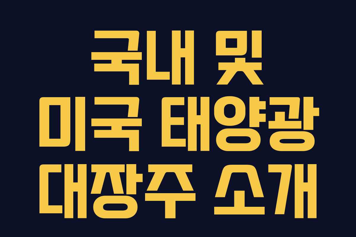 국내 및 미국 태양광 대장주 소개