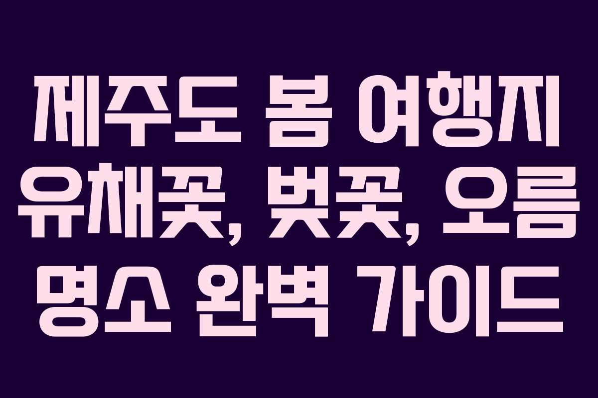 제주도 봄 여행지 유채꽃, 벚꽃, 오름 명소 완벽 가이드