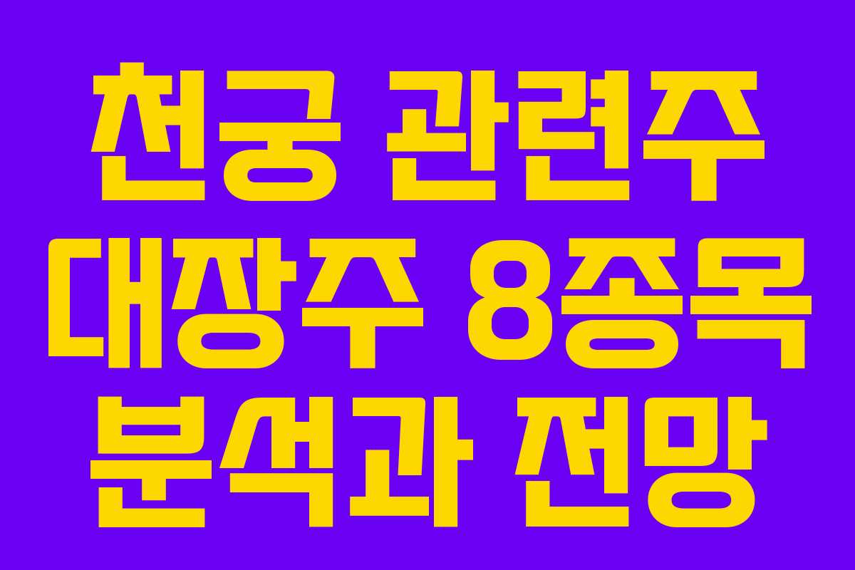천궁 관련주 대장주 8종목 분석과 전망