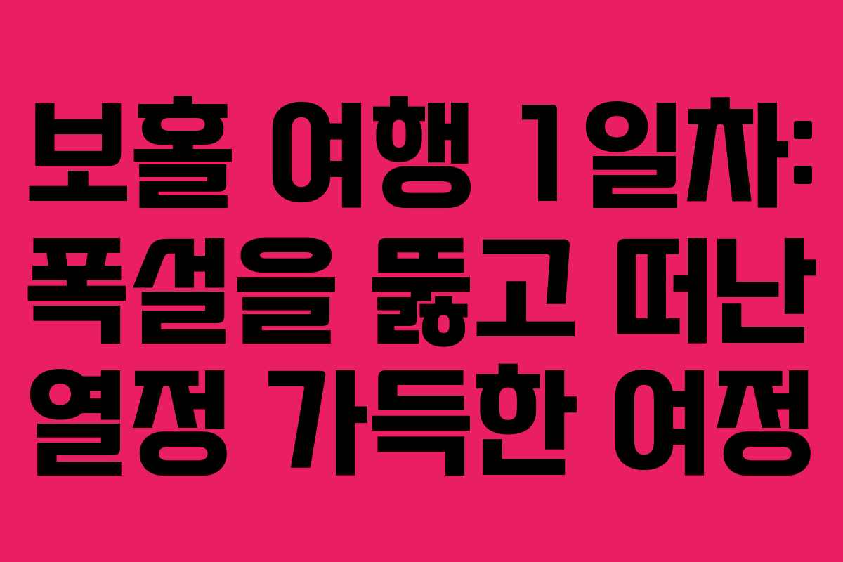 보홀 여행 1일차: 폭설을 뚫고 떠난 열정 가득한 여정