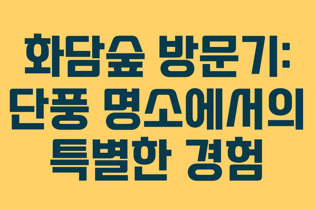 화담숲 방문기: 단풍 명소에서의 특별한 경험