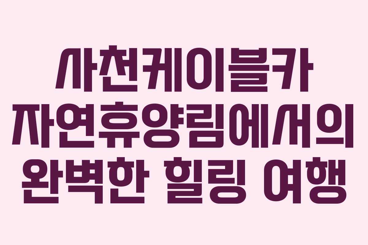 사천케이블카 자연휴양림에서의 완벽한 힐링 여행