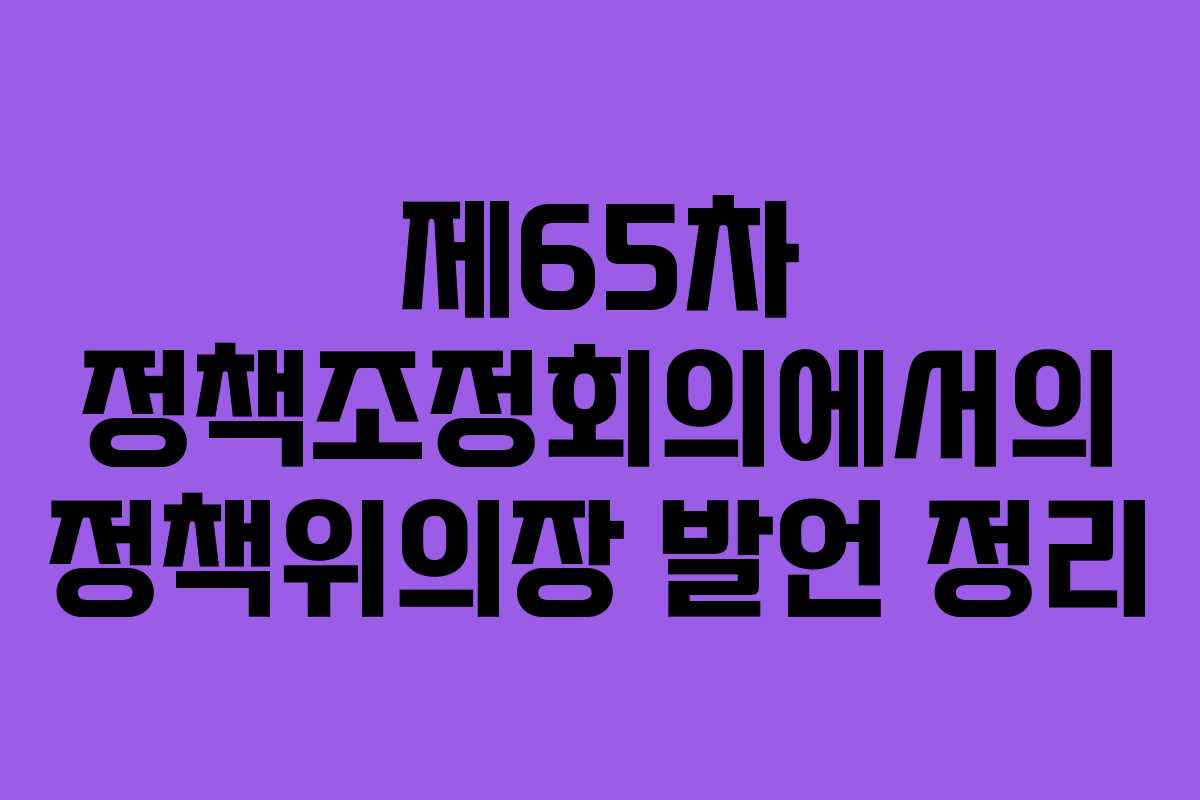 제65차 정책조정회의에서의 정책위의장 발언 정리