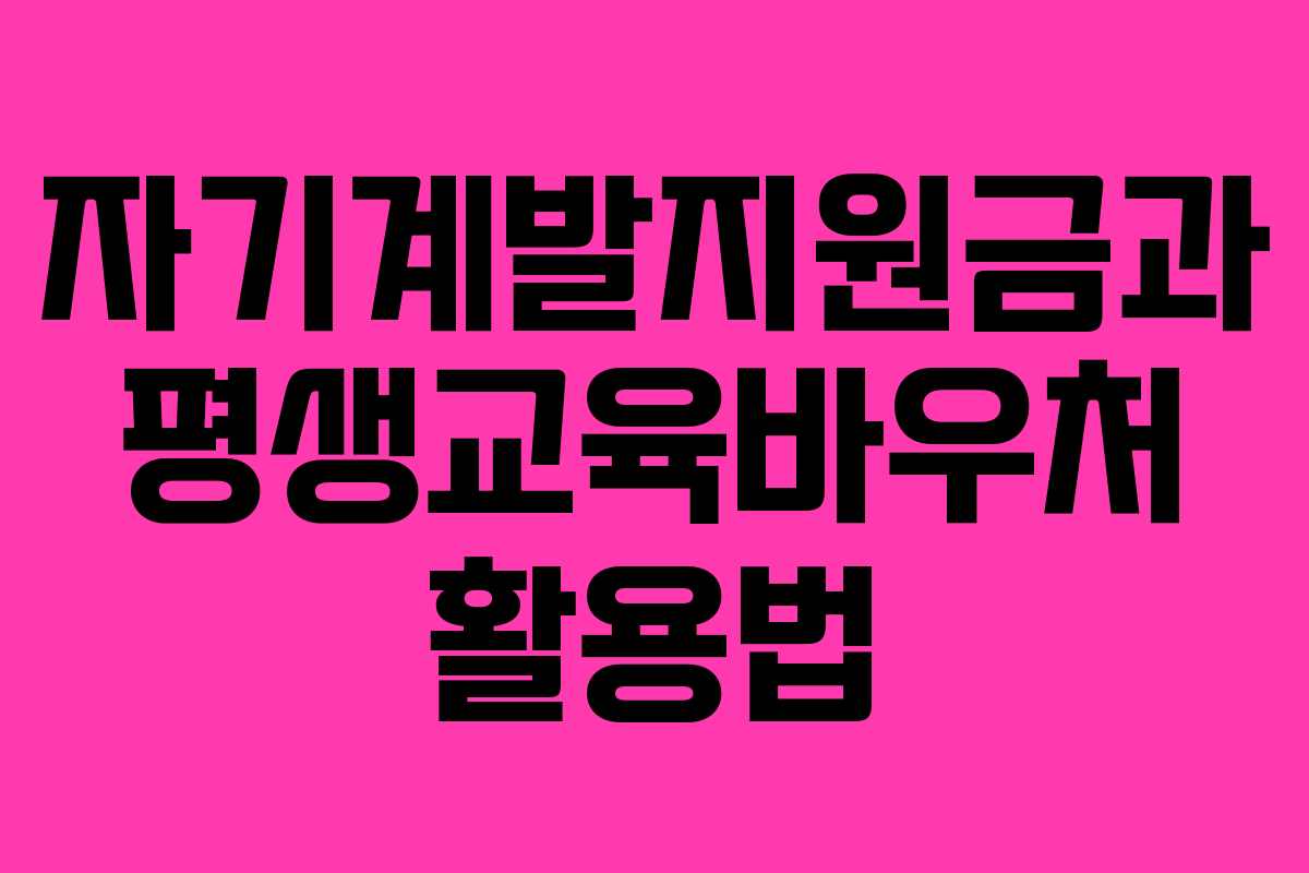 자기계발지원금과 평생교육바우처 활용법