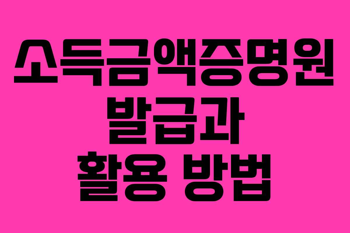 소득금액증명원 발급과 활용 방법