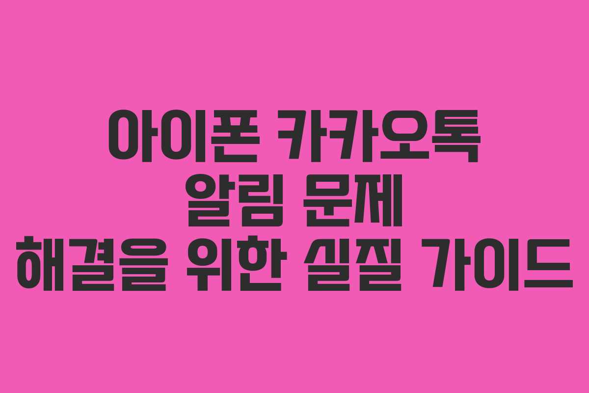 아이폰 카카오톡 알림 문제 해결을 위한 실질 가이드