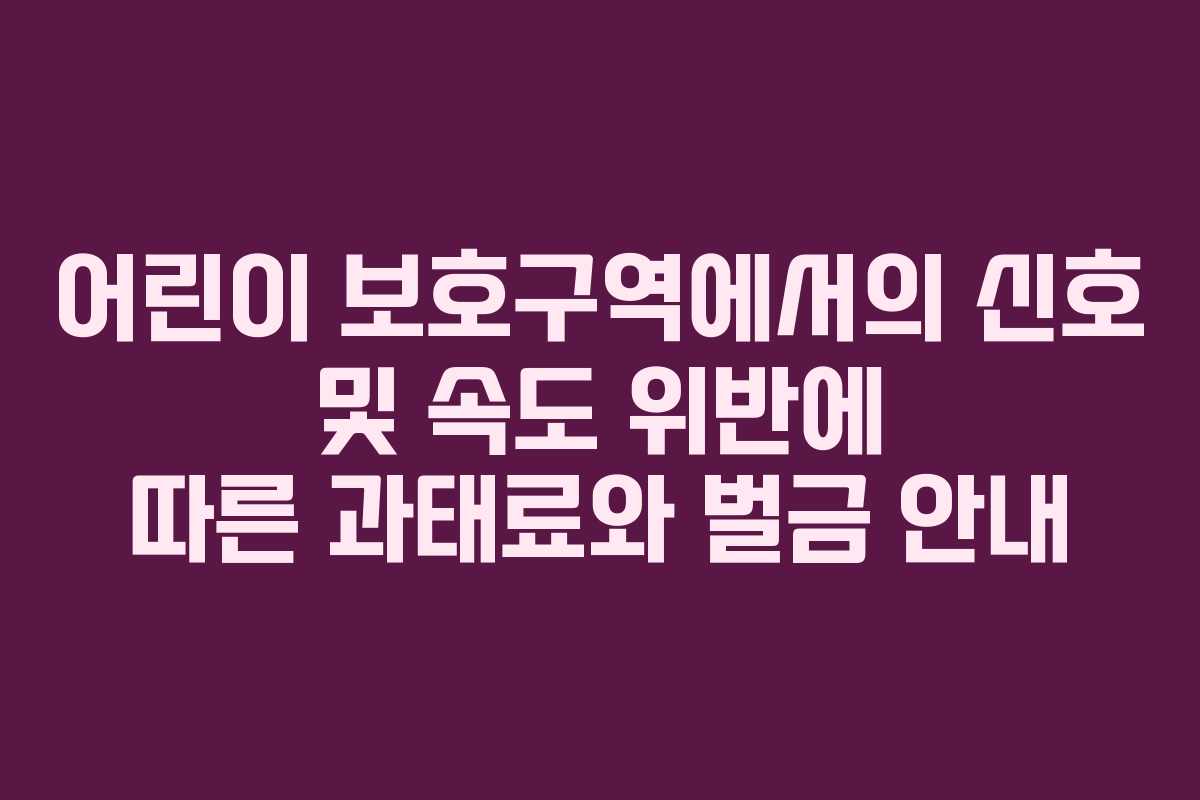 어린이 보호구역에서의 신호 및 속도 위반에 따른 과태료와 벌금 안내