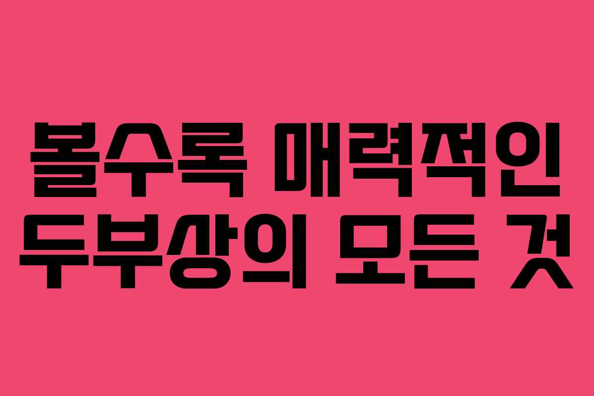 볼수록 매력적인 두부상의 모든 것