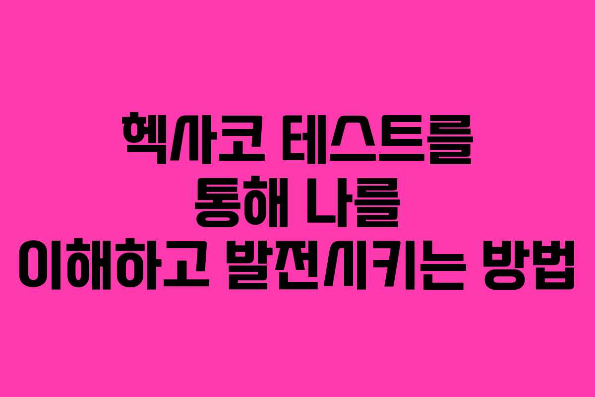 헥사코 테스트를 통해 나를 이해하고 발전시키는 방법