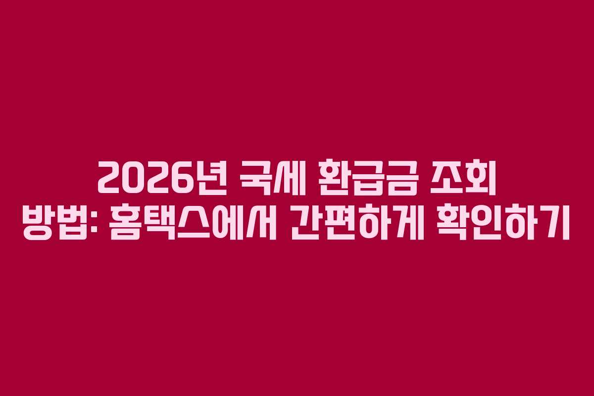 2026년 국세 환급금 조회 방법: 홈택스에서 간편하게 확인하기